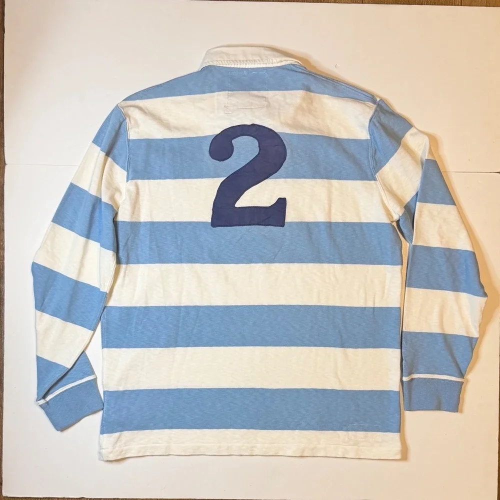 Polo Ralph Lauren Rugby Shirt Size Md Striped Rowing Team Patched #2